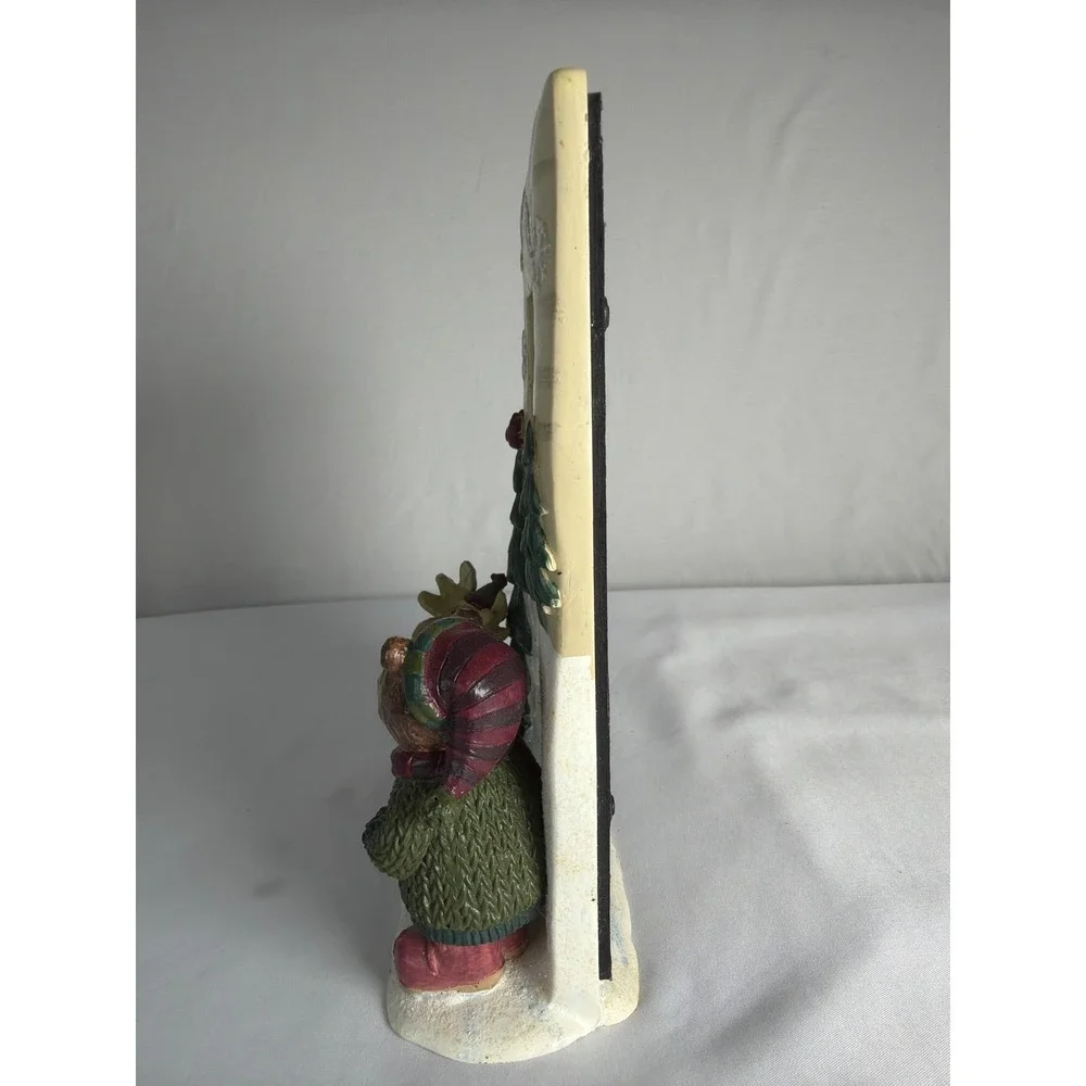 VINTAGE Circa 2000 Winter Kohl's Bear Moose Picture Frame Unisex 4x6 Cream